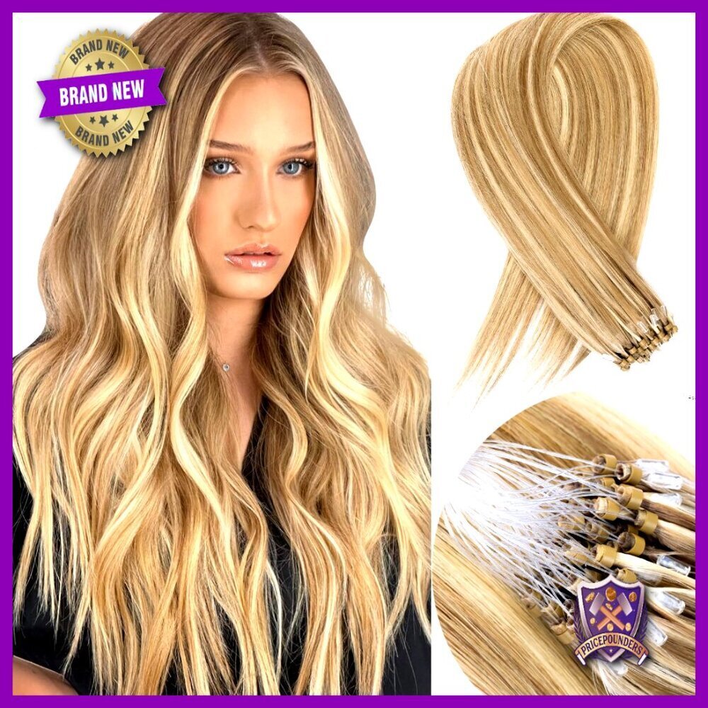 Human Hair Extensions Microbead Micro Loop Soft Glossy Long Lasting Natural Look